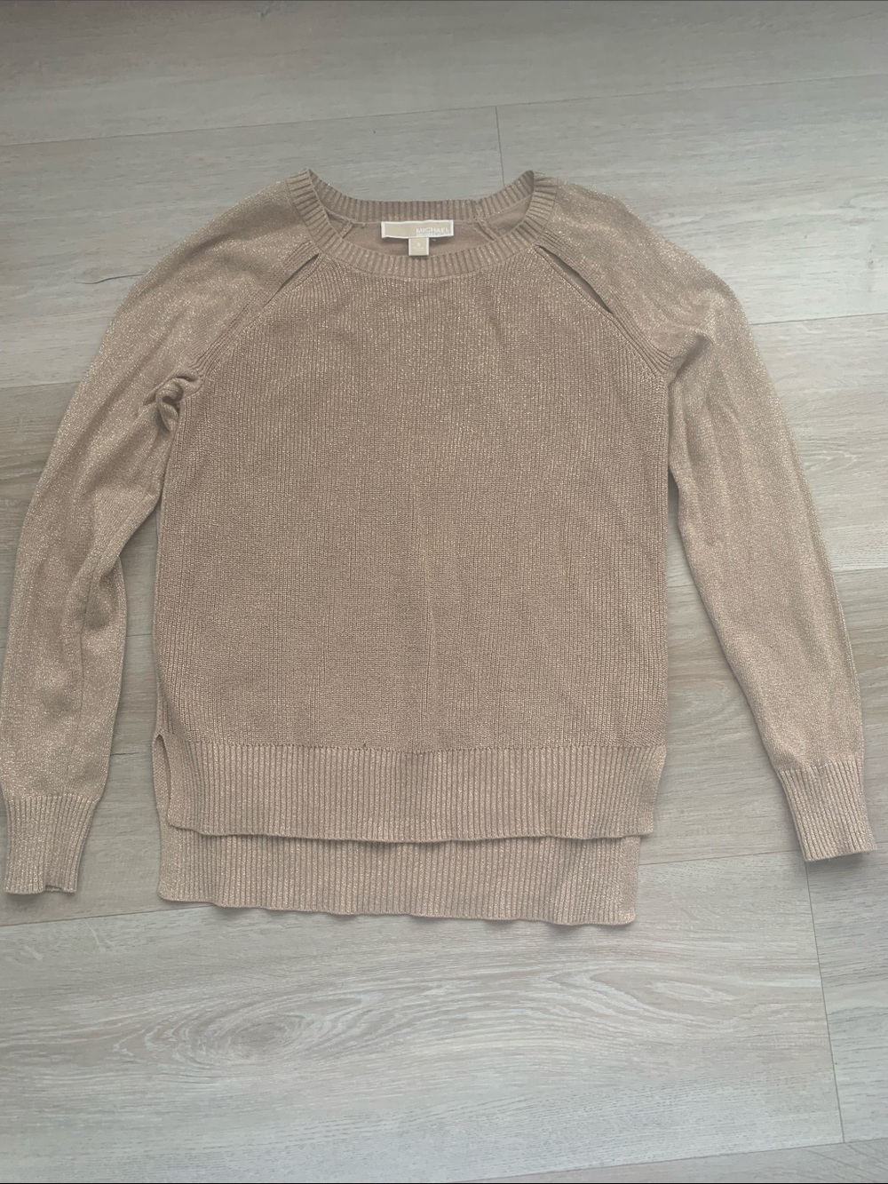 Michael Kors Shimmery Beige Crewneck Sweater